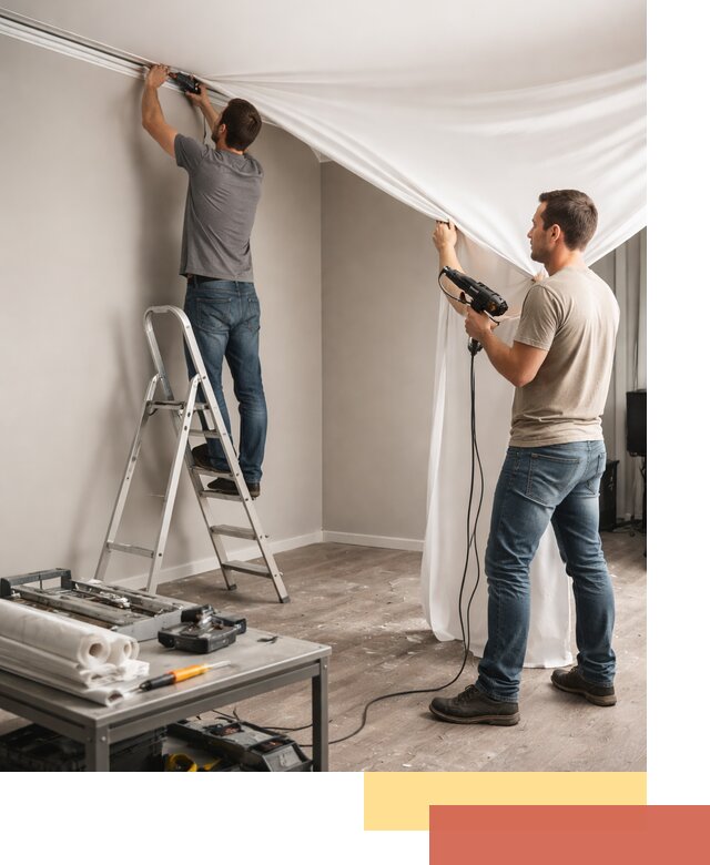 Монтаж натяжного потолка в студии в Донецке