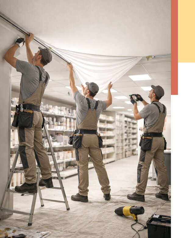 Монтаж натяжного потолка в магазине в Донецке от 4927 руб. быстро и недорого | ОТДЕЛОЧНИК-Днк