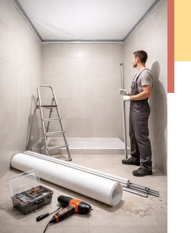 Монтаж натяжного потолка в санузле в Донецке от 2025 руб. — ОТДЕЛОЧНИК-Днк