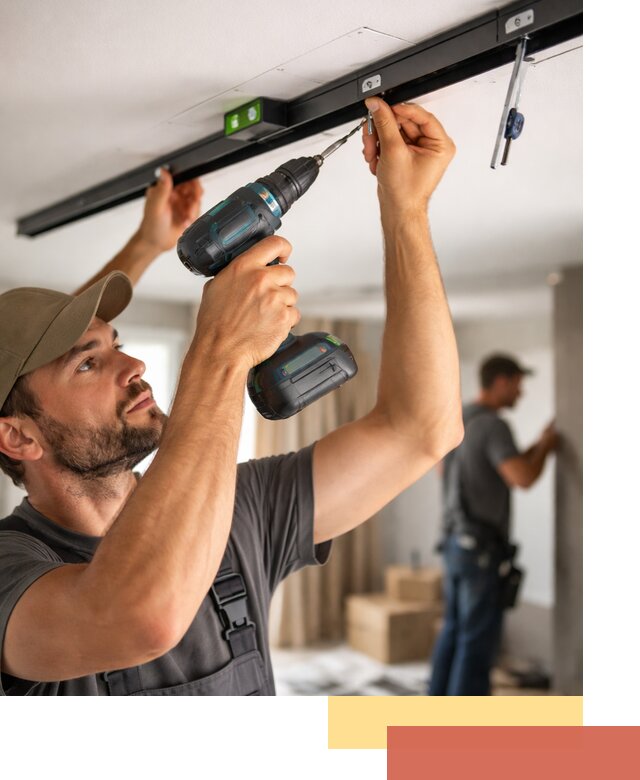 Установка трековых светильников в натяжной потолок в Донецке