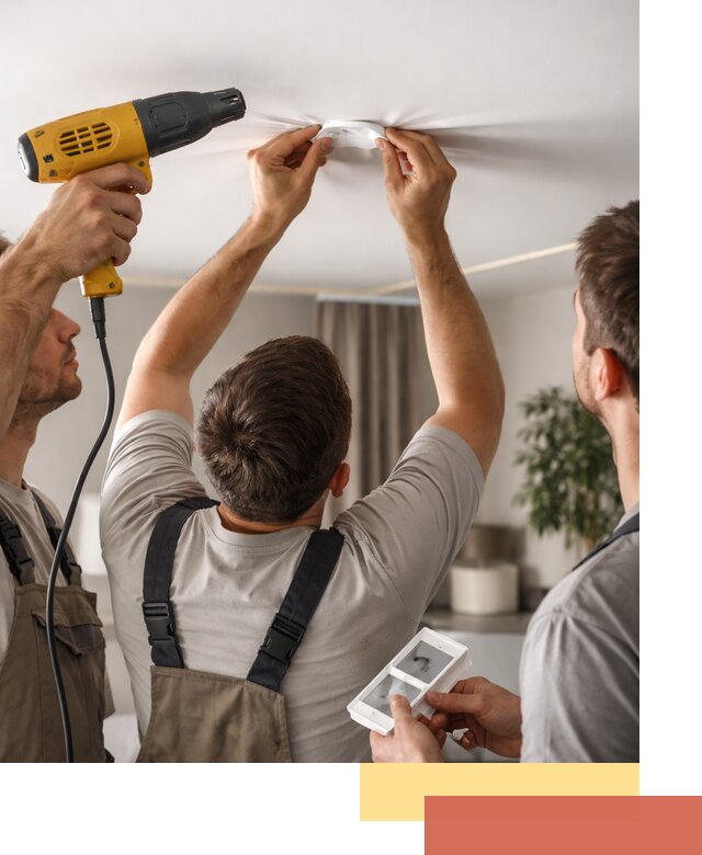 Ремонт прокола полотна натяжного потолка в Донецке