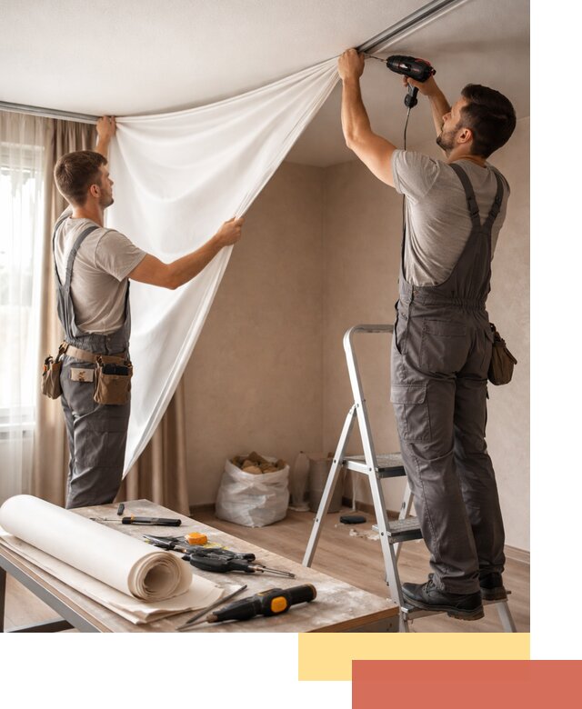 Замена полотна натяжного потолка в Донецке быстро и качественно