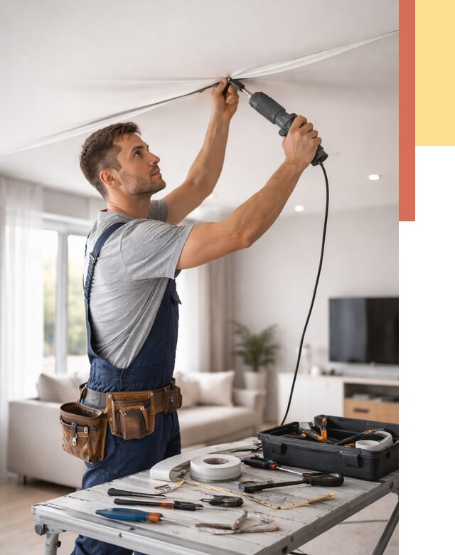 Ремонт натяжных потолков в Донецке от 10401 руб. под ключ — ОТДЕЛОЧНИК-Днк