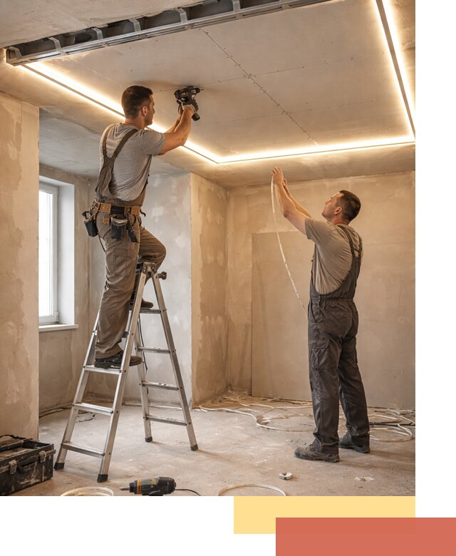 Потолок из гипсокартона с подсветкой в Донецке