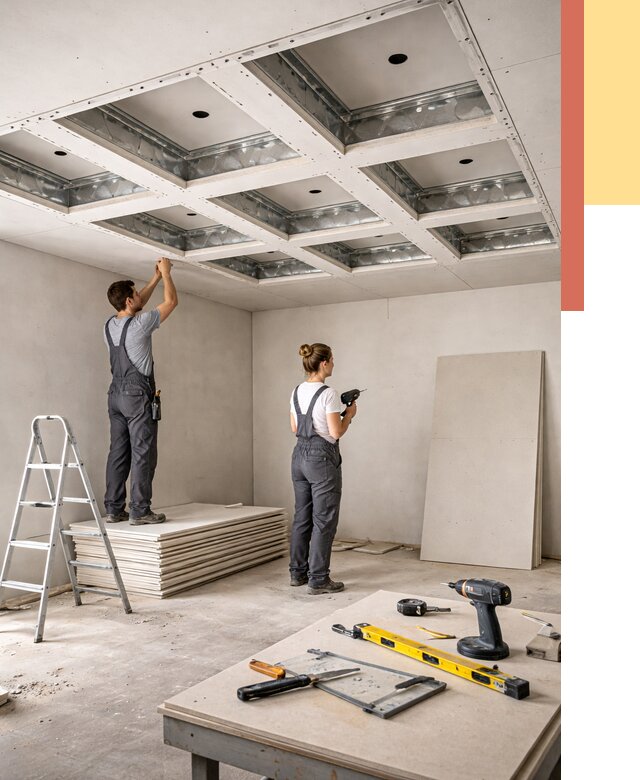 Кессонный потолок из гипсокартона в Донецке от 2025 руб. — монтаж и под ключ | ОТДЕЛОЧНИК-Днк