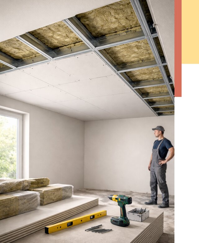 Звукоизоляция потолка ГКЛ в Донецке от 1040 руб. — монтаж под ключ | ОТДЕЛОЧНИК-Днк