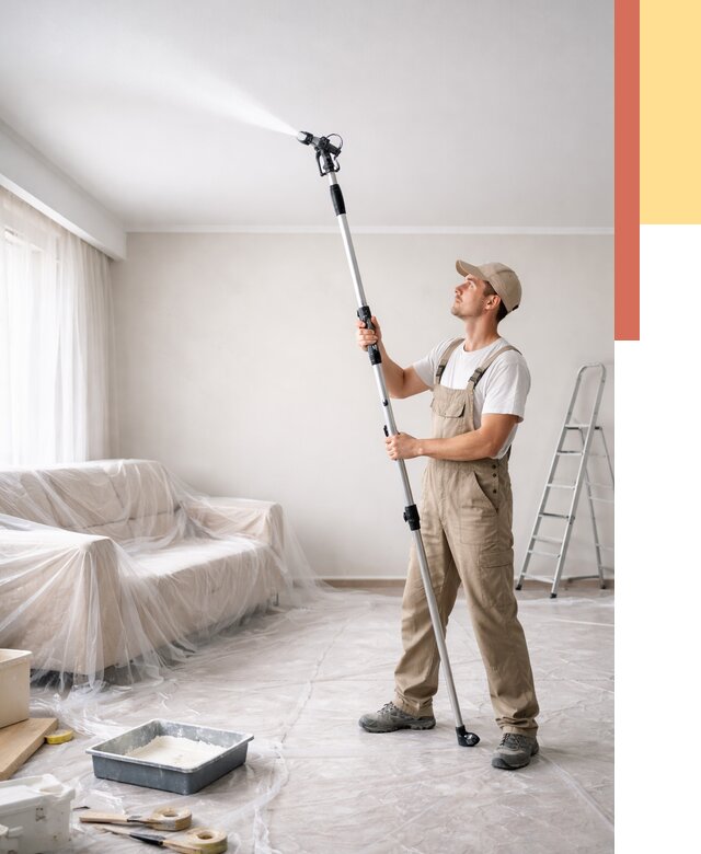 Покраска потолка краскопультом в Донецке от 4927 руб. быстро и недорого | ОТДЕЛОЧНИК-Днк