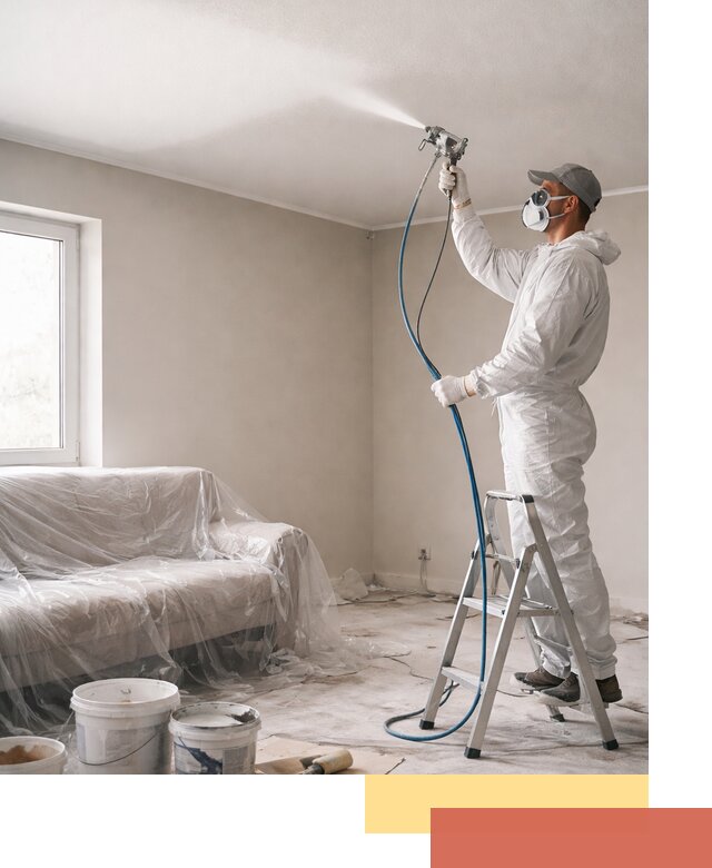 Покраска потолка краскопультом в Донецке быстро и качественно